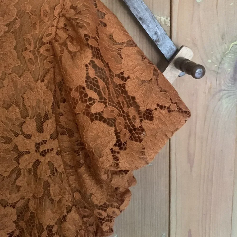 Free People Hailie open back short puff sleeve lace mini dress NWT - Picture 8 of 13